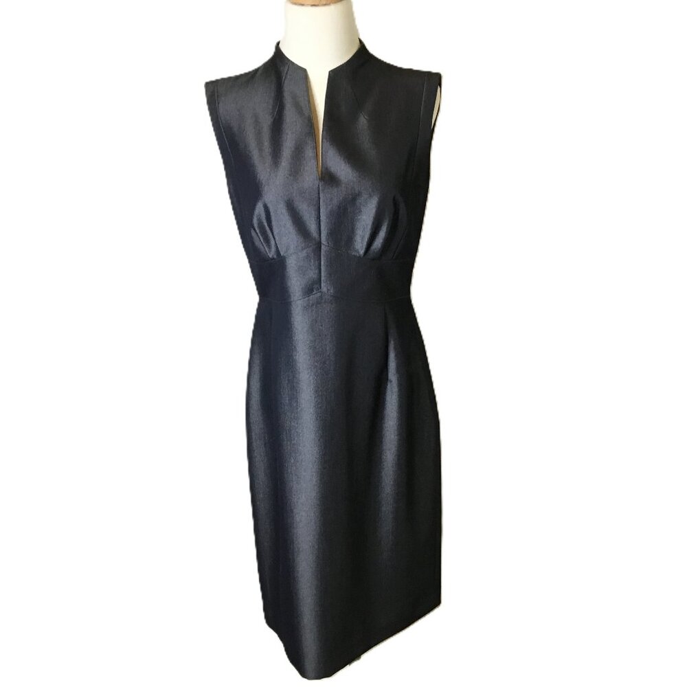 Antonio Melani Admiral Navy Issa Mock Neck Sheath Dress Size 6